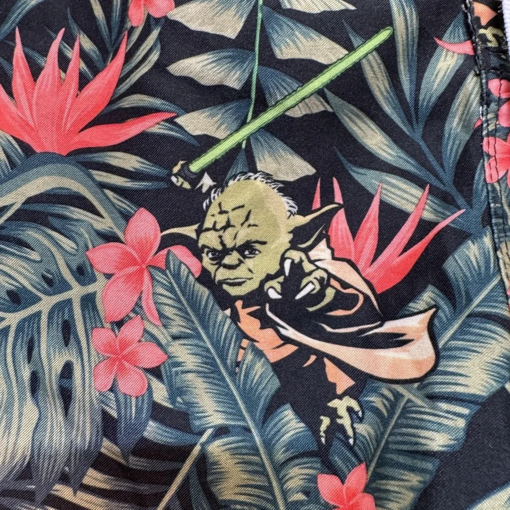 Star Wars Mens Swim Trunks 3XL Black Tropical Yoda Floral Board Shorts Beachwear